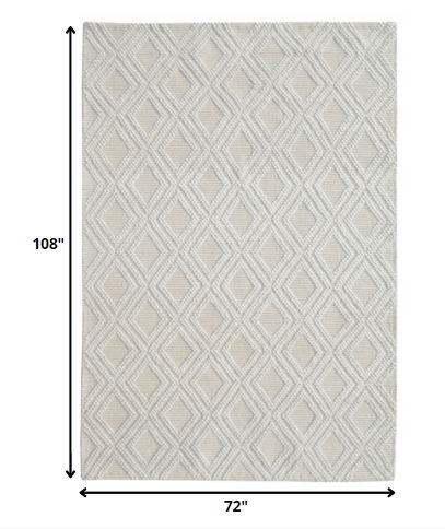 6' x 9' Geometric Handmade Area Rug - Ivory