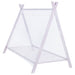 Pink Fultonville metal twin tent bed with a 7-inch mattress, featuring a sturdy metal frame and playful tent-style design.