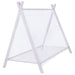 Pink Fultonville metal twin tent bed with 7-inch mattress, featuring a playful tent design and sturdy metal frame.