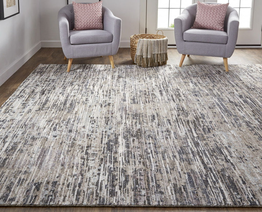12' x 15' Wool Abstract Hand Knotted Area Rug - Gray Blue And Silver