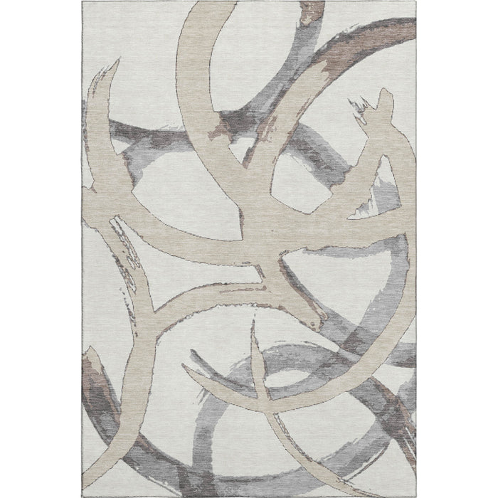 10' X 14' Abstract Washable Area Rug With UV Protection (680259) - Ivory / Beige / Gray