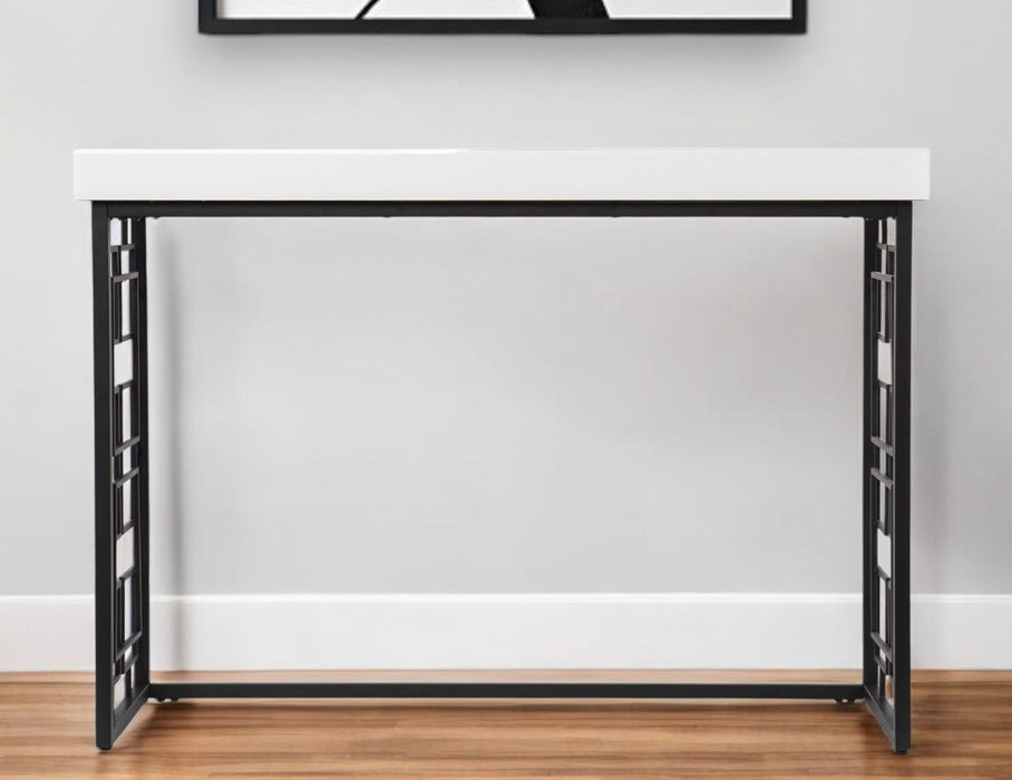 Glass Sled Console Table - White / Black