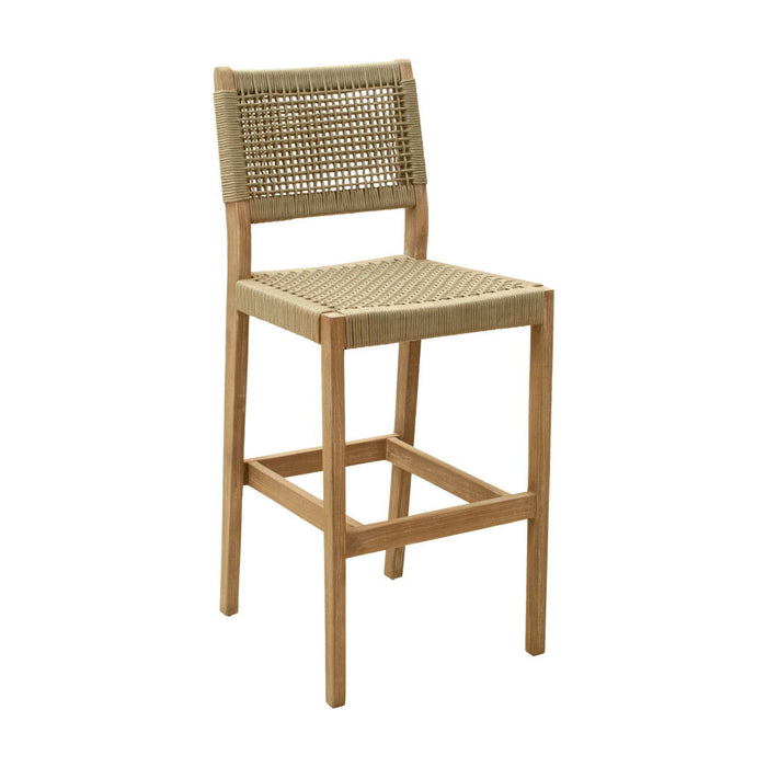 Solid Wood Low Back Bar Height Bar Chair - Beige