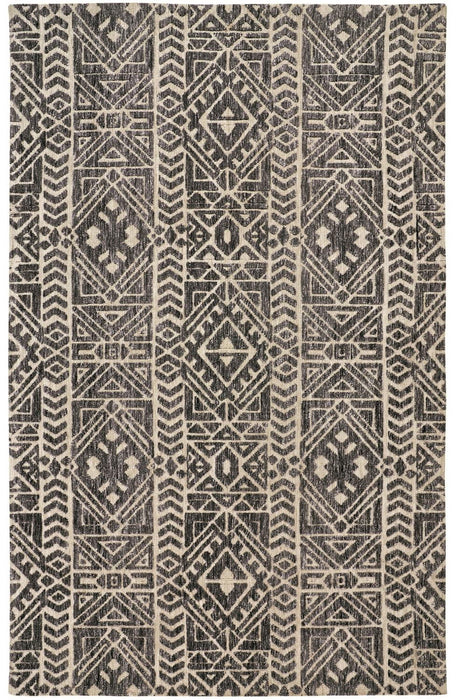 10' x 13' Striped Stain Resistant Area Rug - Gray Black And Ivory