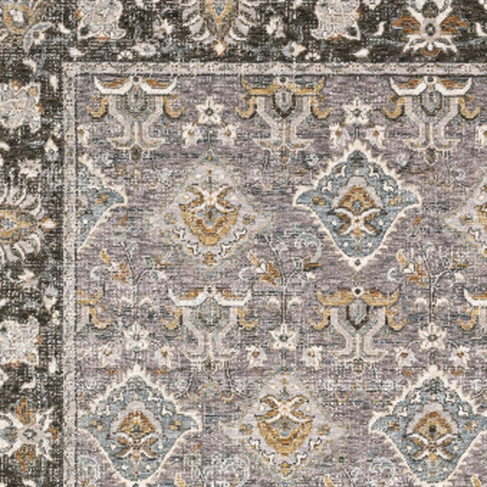 6' x 9' Oriental Power Loom Stain Resistant Area Rug With Fringe - Gray And Blue