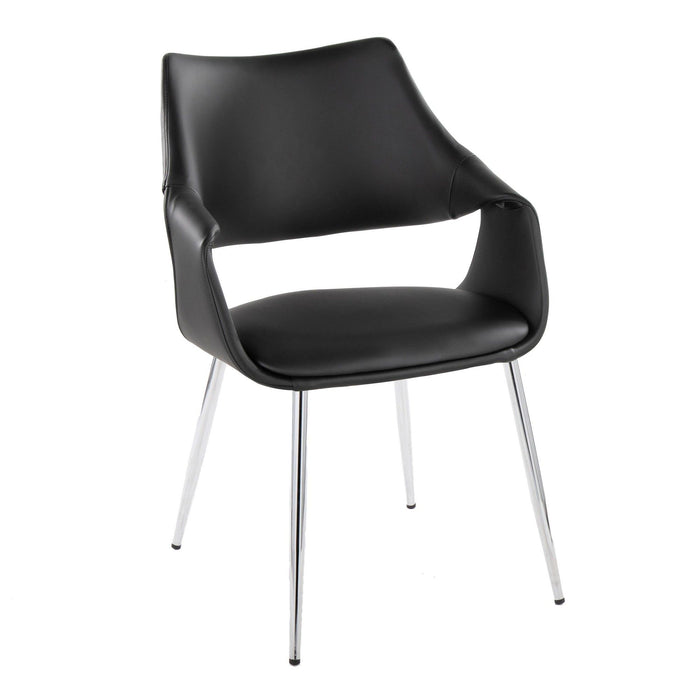 Curvo - High Back Upholstered Chair (Set of 2) - Chrome Metal Legs