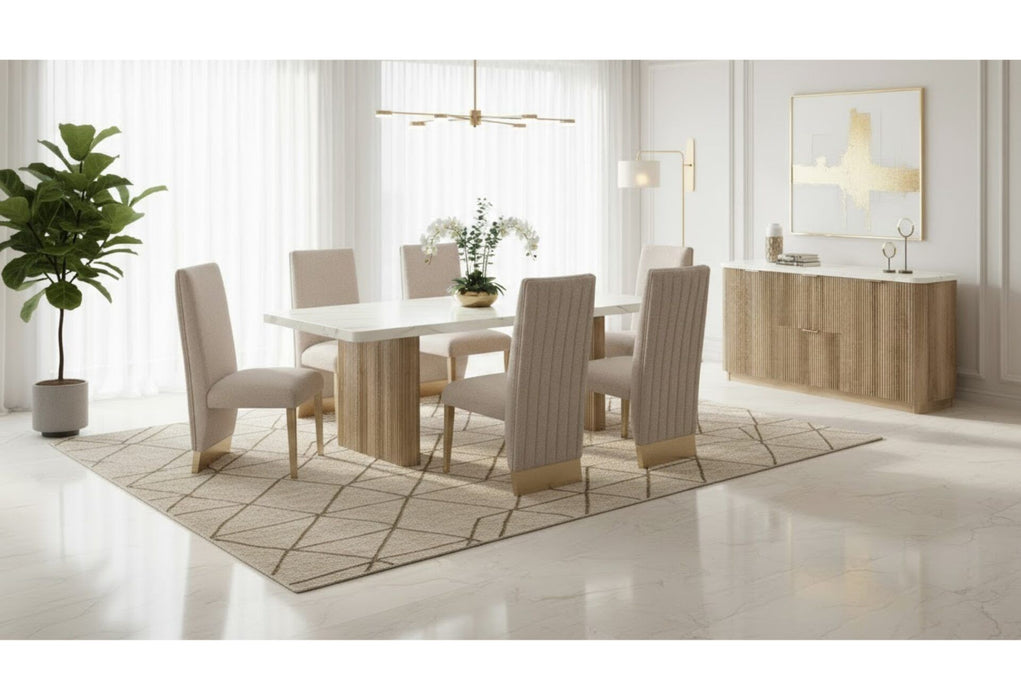 D2504 - 9 Piece Dining Room Set (Dining Table And 8 Dining Chairs) - Light Grey / White