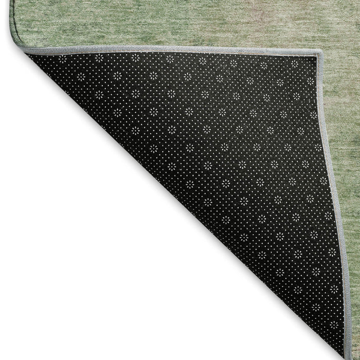 10' X 14' Abstract Washable Area Rug With UV Protection (697878) - Artichoke Green / Eggplant