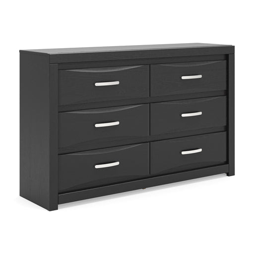 Signature Design by Ashley Stabotta six-drawer dresser with sleek wood finish and modern hardware for bedroom storage.