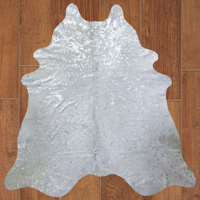 6' Devore Brindled Cowhide Rug - Silver
