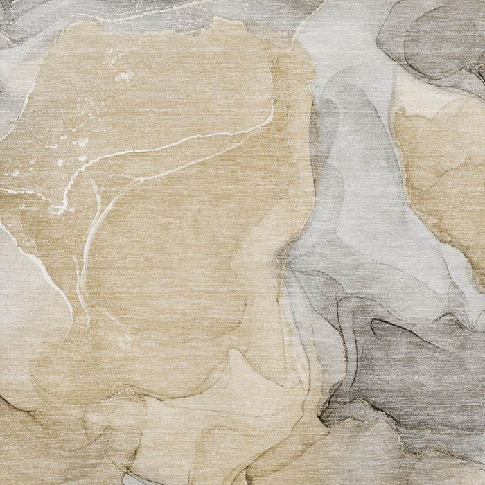 8' X 10' Abstract Washable Area Rug With UV Protection (646708) - Brown / Gray / Ivory