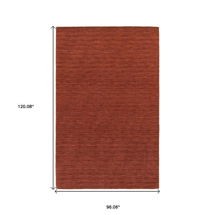 8' X 10' Wool Hand Tufted Area Rug - Rust