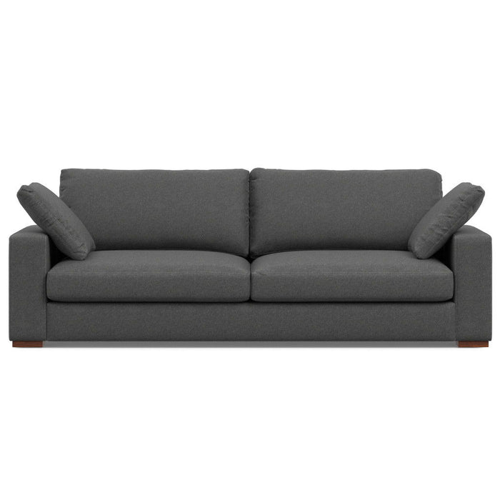 96" Fabric Sofa With Brown Legs - Gray