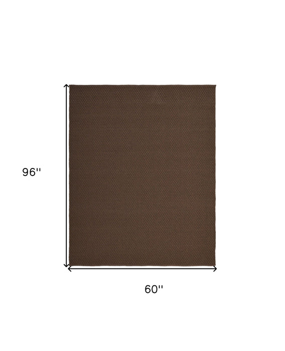 5' x 8' Hand Woven Polypropylene Area Rug - Brown