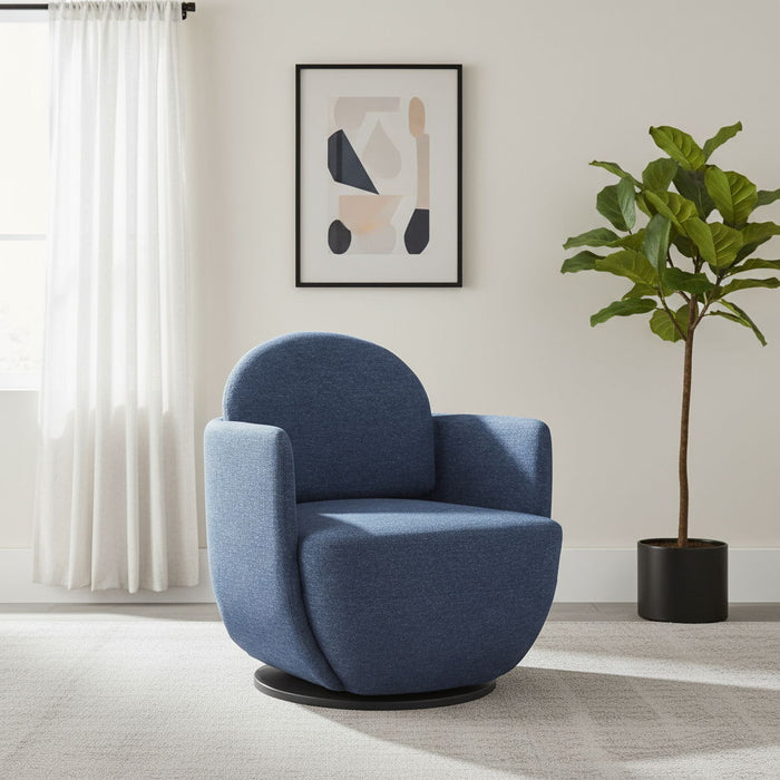 29" Modern Upholstered Swivel Arm Chair - Blue