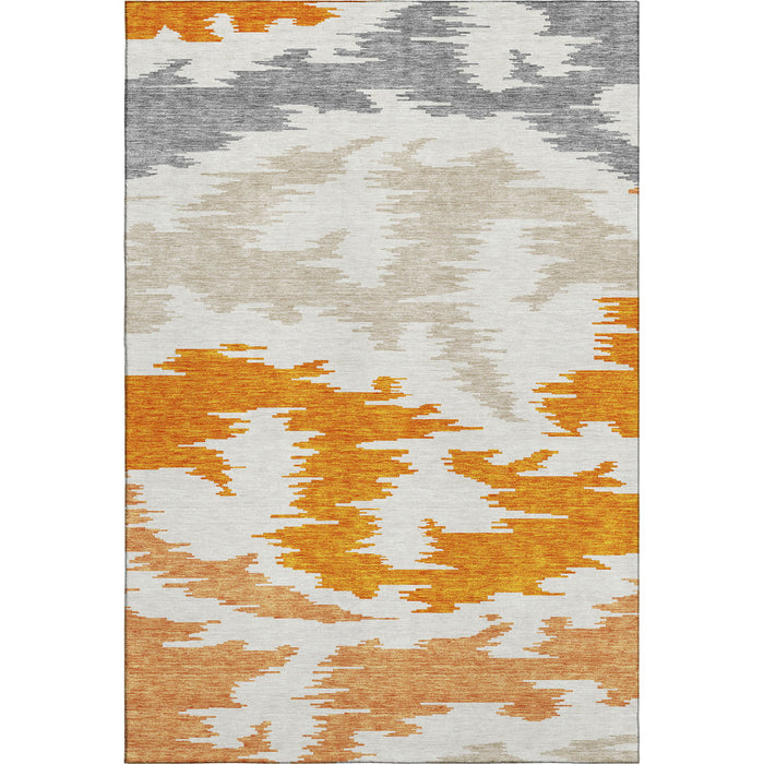 8' X 10' Transitional Abstract Washable Area Rug With UV Protection - Orange