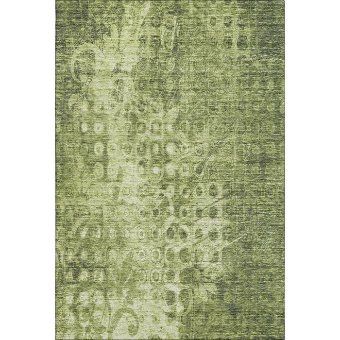 10' X 14' Washable Area Rug With UV Protection (650002) - Olive Green / Ivory