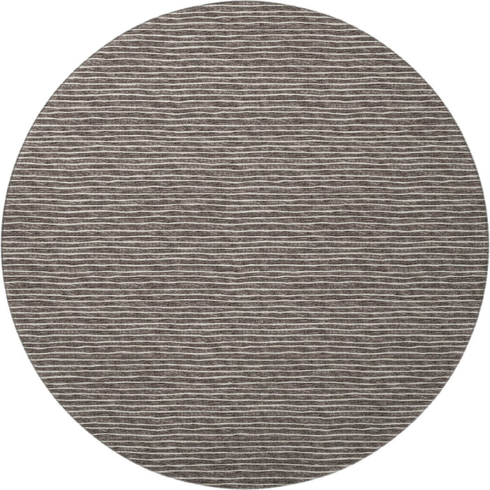 8' Striped Washable Round Rug With UV Protection (645196) - Chocolate / Ivory