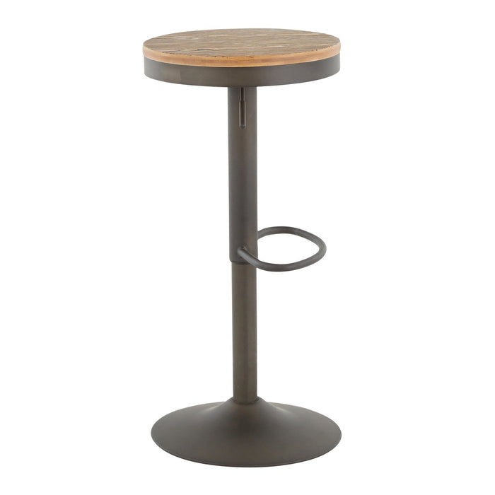 Dakota - Adjustable Barstool - Antique Metal, Brown Wood-pressed Grain Bamboo