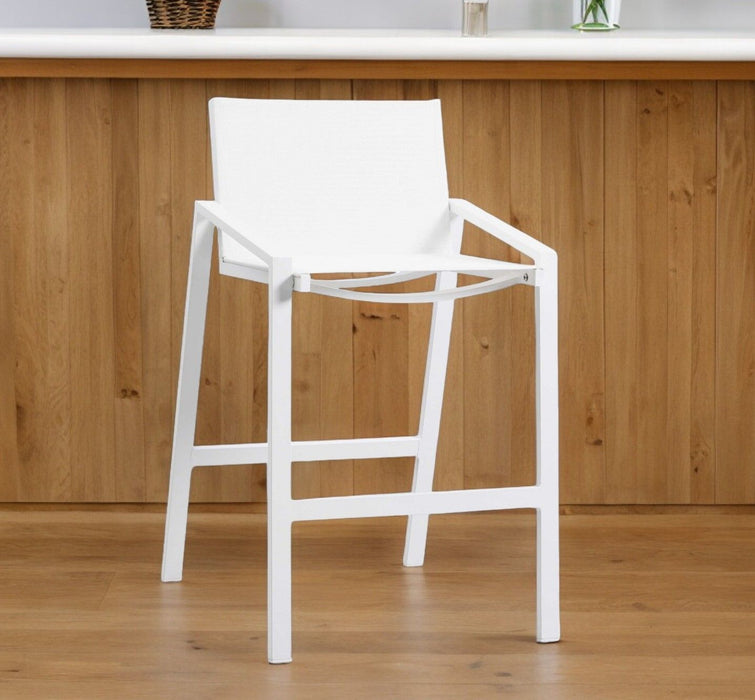 Stainless Steel Counter Height Bar Chair - White