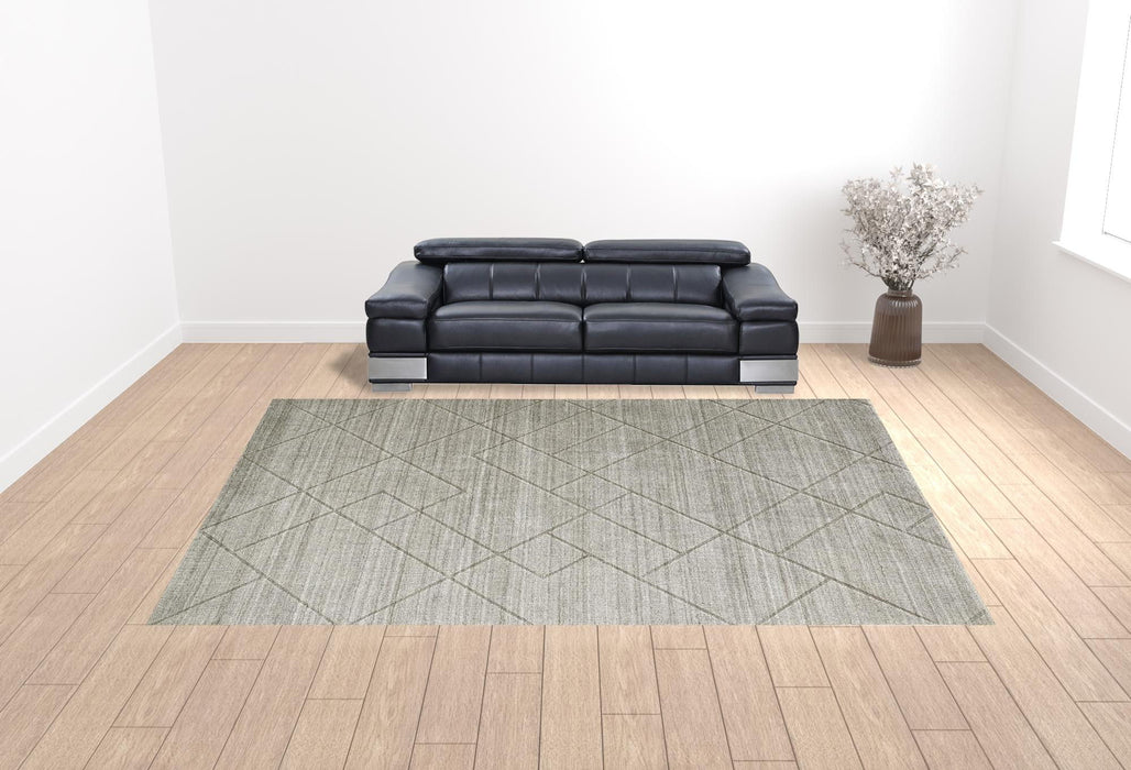12' x 15' Striped Hand Woven Area Rug - Ivory And Silver