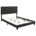 Eastern King panel bed with upholstered charcoal fabric, featuring a modern furniture design by CoasterEveryday.