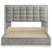 Viana Queen chenille platform bed by CoasterEveryday in grey with white high-gloss accents