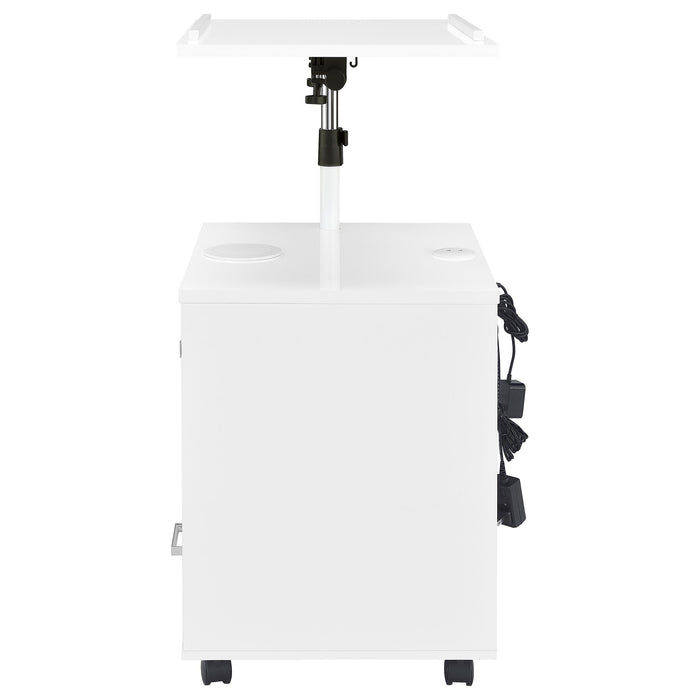 Lerma 1-drawer Adjustable Tray Top Nightstand with Speaker White High Gloss