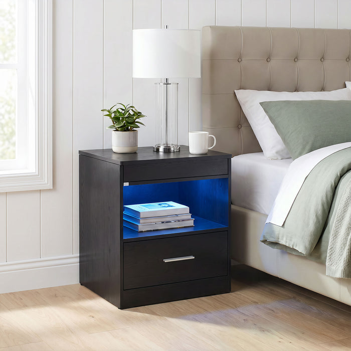 Fabre 1-drawer Extendable Top Nightstand Bedside Table Black Ash