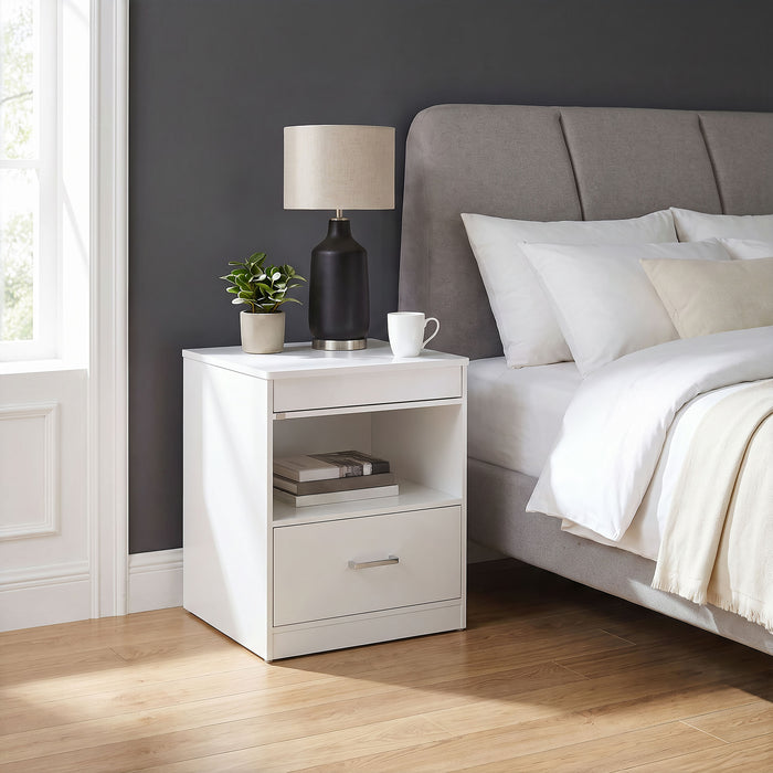 Fabre 1-drawer Extendable Top Nightstand Bedside Table White High Gloss