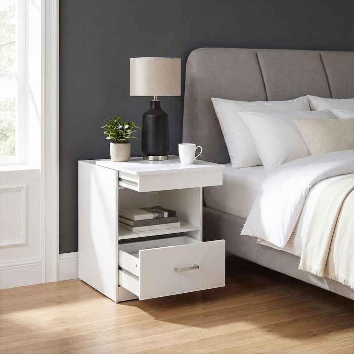 Fabre 1-drawer Extendable Top Nightstand Bedside Table White High Gloss
