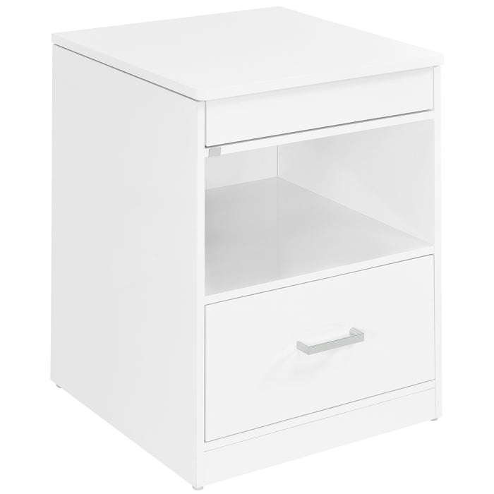 Fabre 1-drawer Extendable Top Nightstand Bedside Table White High Gloss