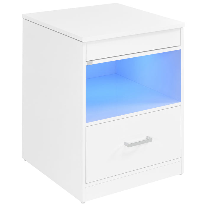 Fabre 1-drawer Extendable Top Nightstand Bedside Table White High Gloss