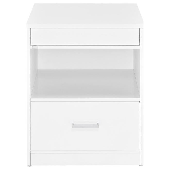 Fabre 1-drawer Extendable Top Nightstand Bedside Table White High Gloss