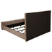 Brown Senna upholstered California King bed with audio flame visualizer feature, modern furniture by CoasterEveryday.