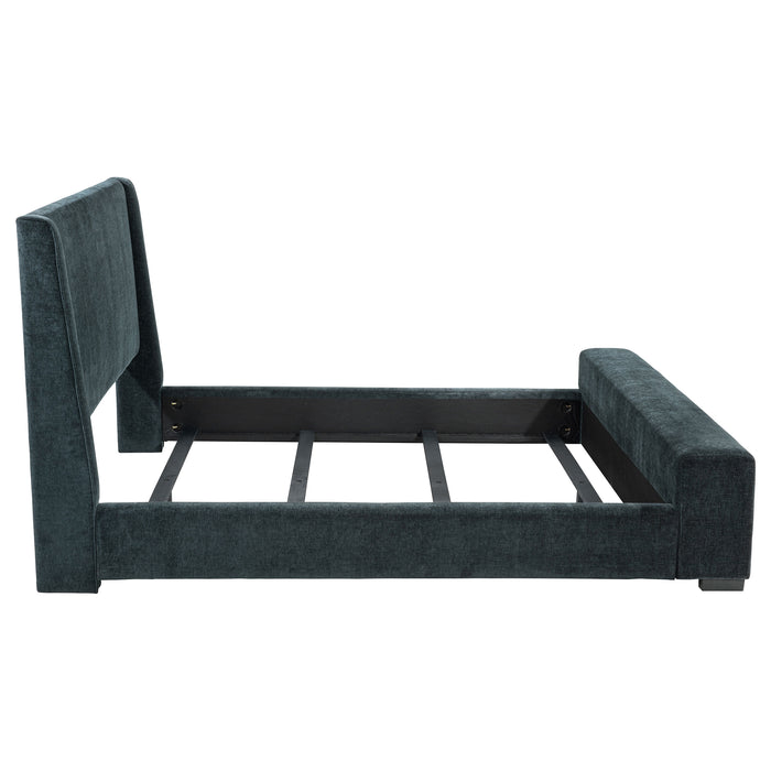Preston Upholstered Queen Audio Flame Visualizer Bed Dark Blue