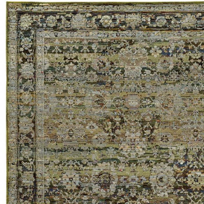 5' x 8' Floral Area Rug - Green And Brown