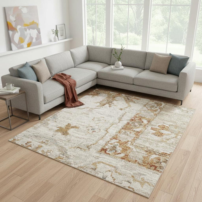 9' X 13' Floral Distressed Area Rug (564195) - Green