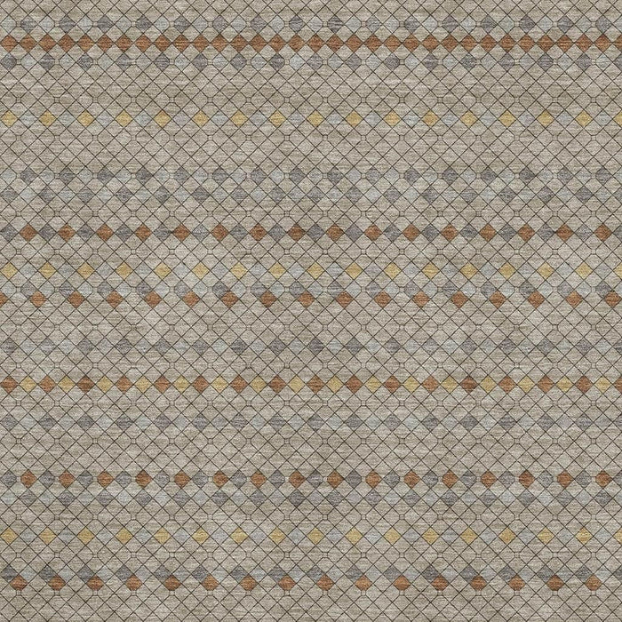 10' X 14' Striped Washable Area Rug With UV Protection (693570) - Taupe / Copper / Gold