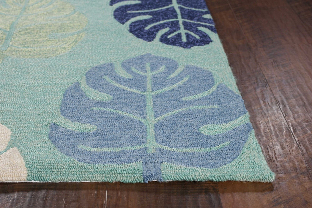 7' x 9' UV Treated Polypropylene Area Rug - Turquoise