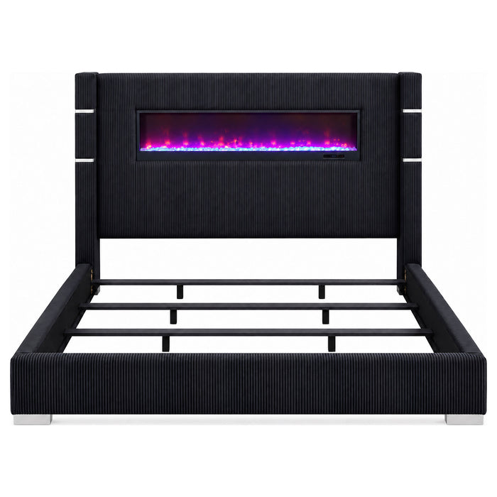 Tisdall Upholstered Cal King Flame Visualizer Bed Black