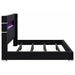 Black upholstered Cal King flame visualizer bed from CoasterEveryday with padded headboard and modern furniture design.
