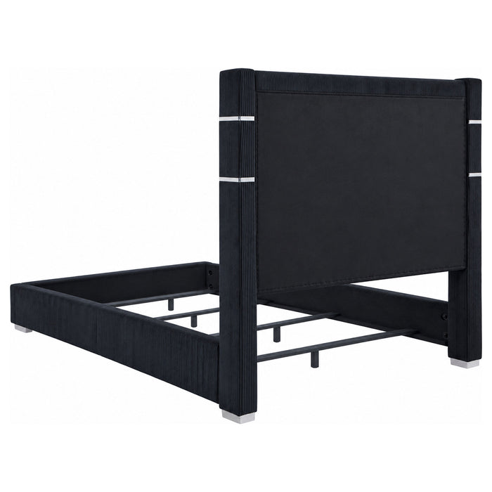 Tisdall Upholstered Queen Flame Visualizer Bed Black
