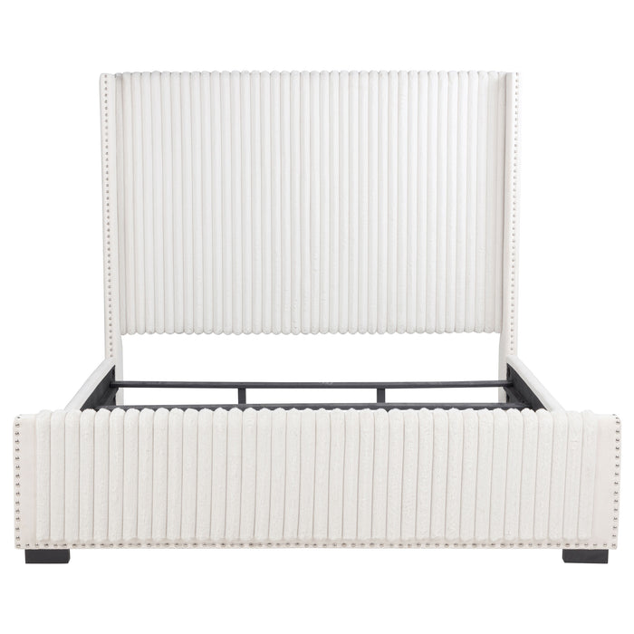 Natasha 65-inch Upholstered Eastern King Wingback Bed Cream