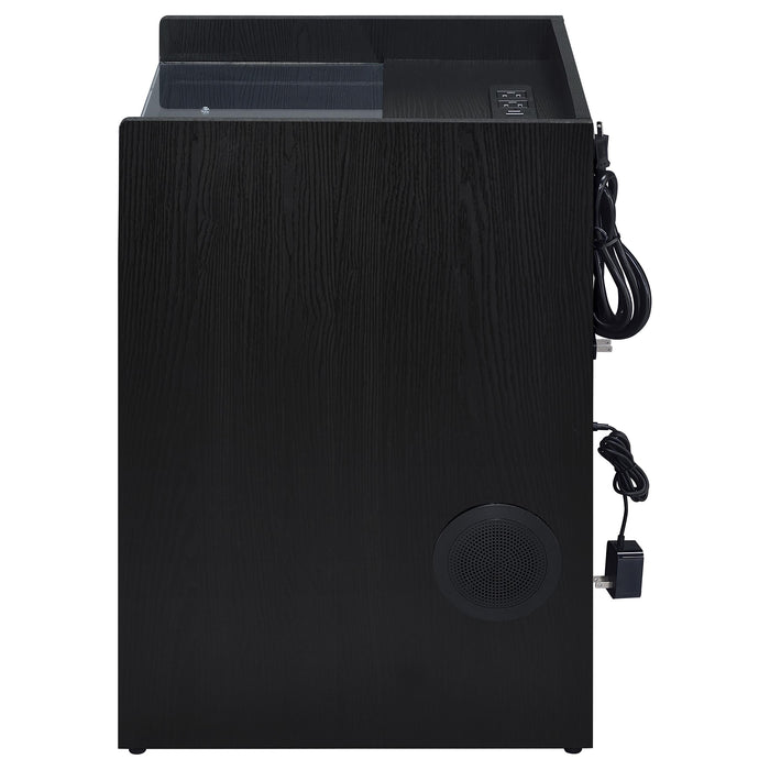 Furda 2-drawer LED Nightstand Bedside Table with Speaker Black Ash