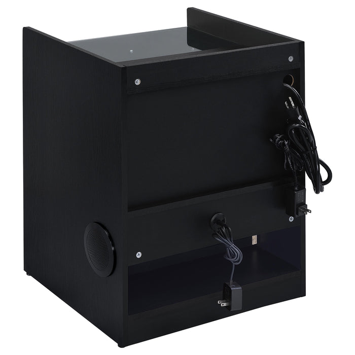 Furda 2-drawer LED Nightstand Bedside Table with Speaker Black Ash
