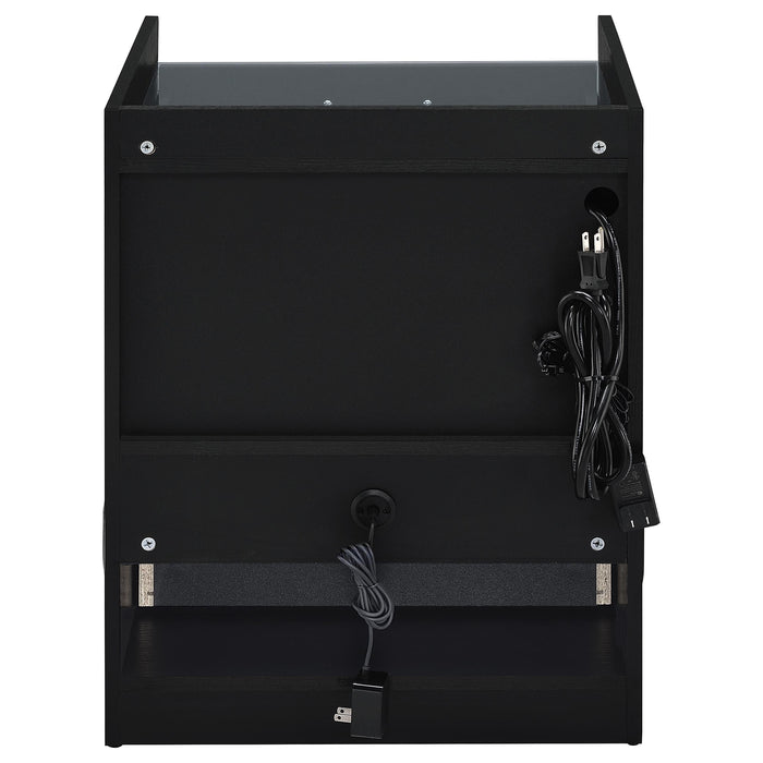 Furda 2-drawer LED Nightstand Bedside Table with Speaker Black Ash