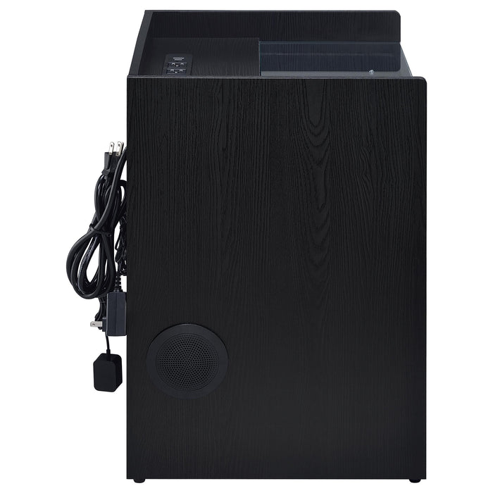Furda 2-drawer LED Nightstand Bedside Table with Speaker Black Ash