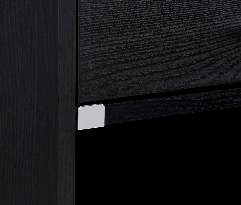 Furda 2-drawer LED Nightstand Bedside Table with Speaker Black Ash