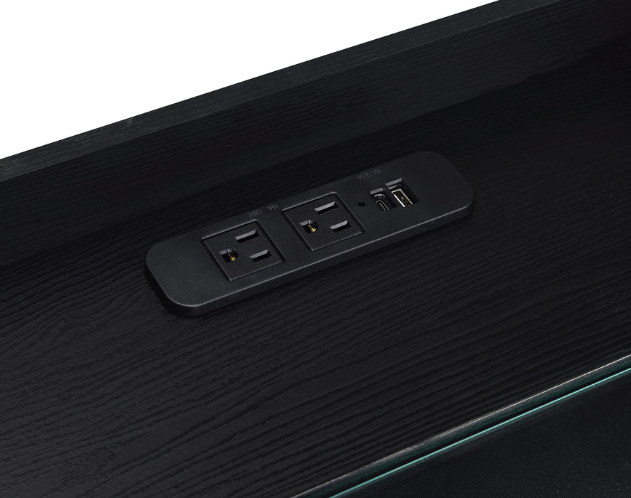 Furda 2-drawer LED Nightstand Bedside Table with Speaker Black Ash